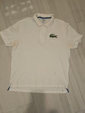 Lacoste Men’s White Polo with Green Crocodile Accent